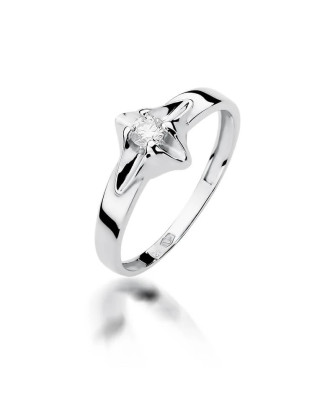 Pierścionek z białego złota z diamentem 0,12ct