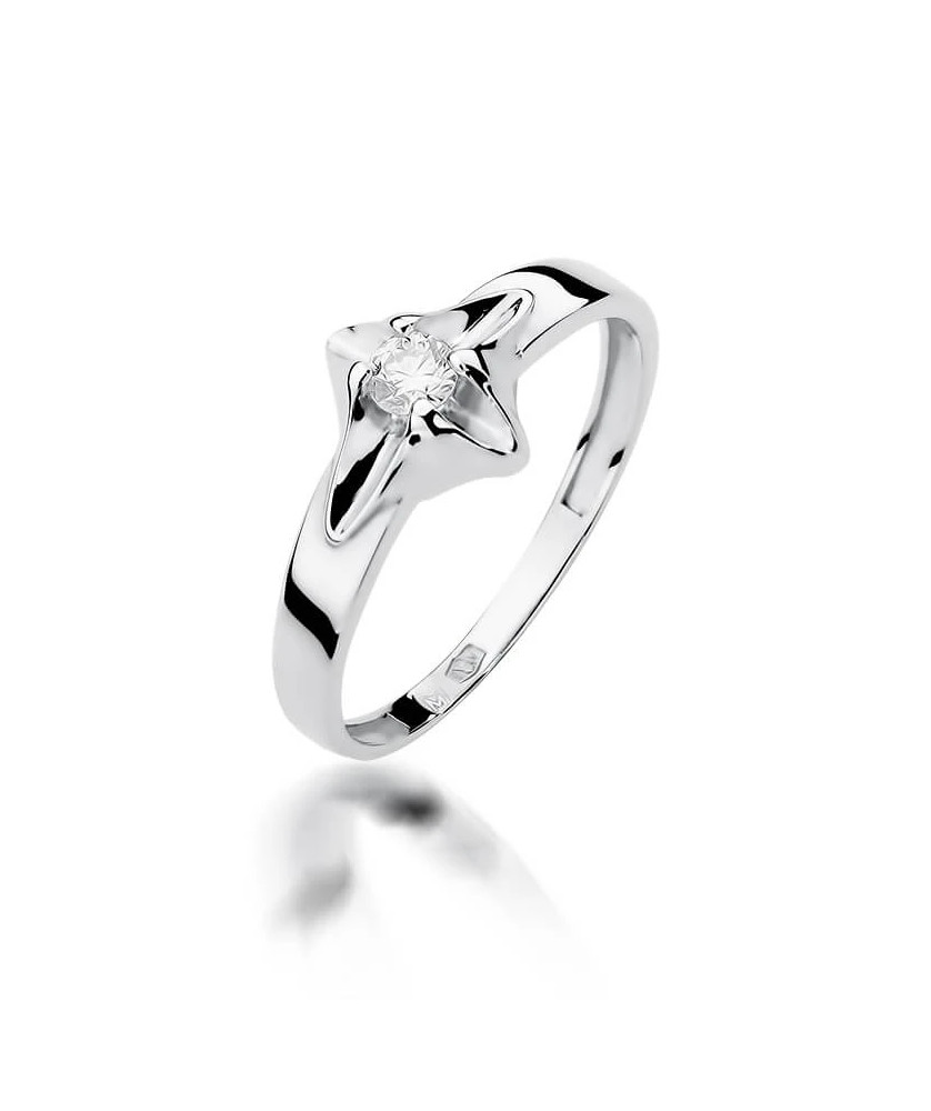 Pierścionek z białego złota z diamentem 0,12ct