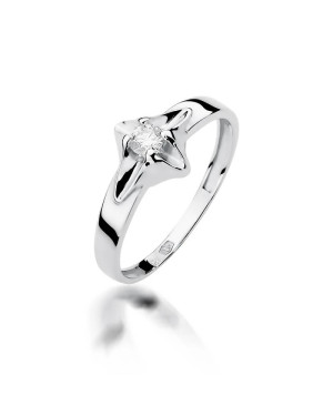 Pierścionek z białego złota z diamentem 0,12ct