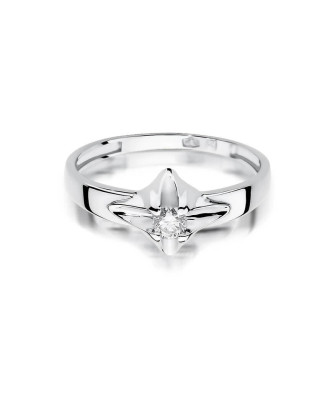 Pierścionek z białego złota z diamentem 0,12ct
