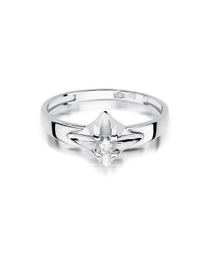 Pierścionek z białego złota z diamentem 0,12ct