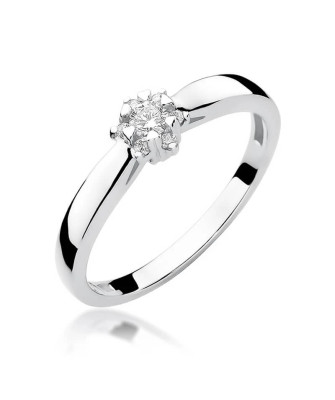 Pierścionek z białego złota z diamentem 0,15ct