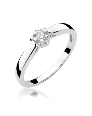 Pierścionek z białego złota z diamentem 0,15ct
