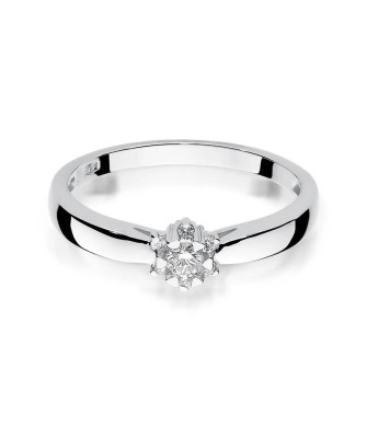 Pierścionek z białego złota z diamentem 0,15ct