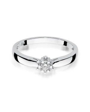 Pierścionek z białego złota z diamentem 0,15ct