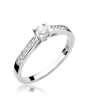 Pierścionek z białego złota diamenty 0,36ct