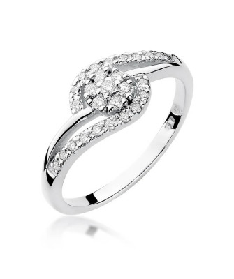 Złoty pierścionek z diamentem Białe złoto EW-184 0,17ct