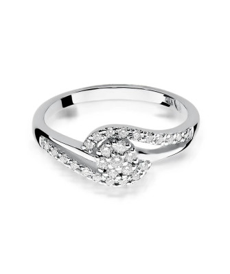 Złoty pierścionek z diamentem Białe złoto EW-184 0,17ct