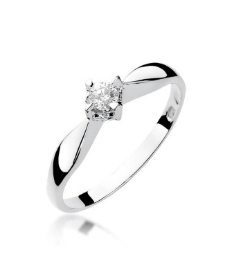 Pierścionek zaręczynowy z diamentem białe złoto 0,12ct