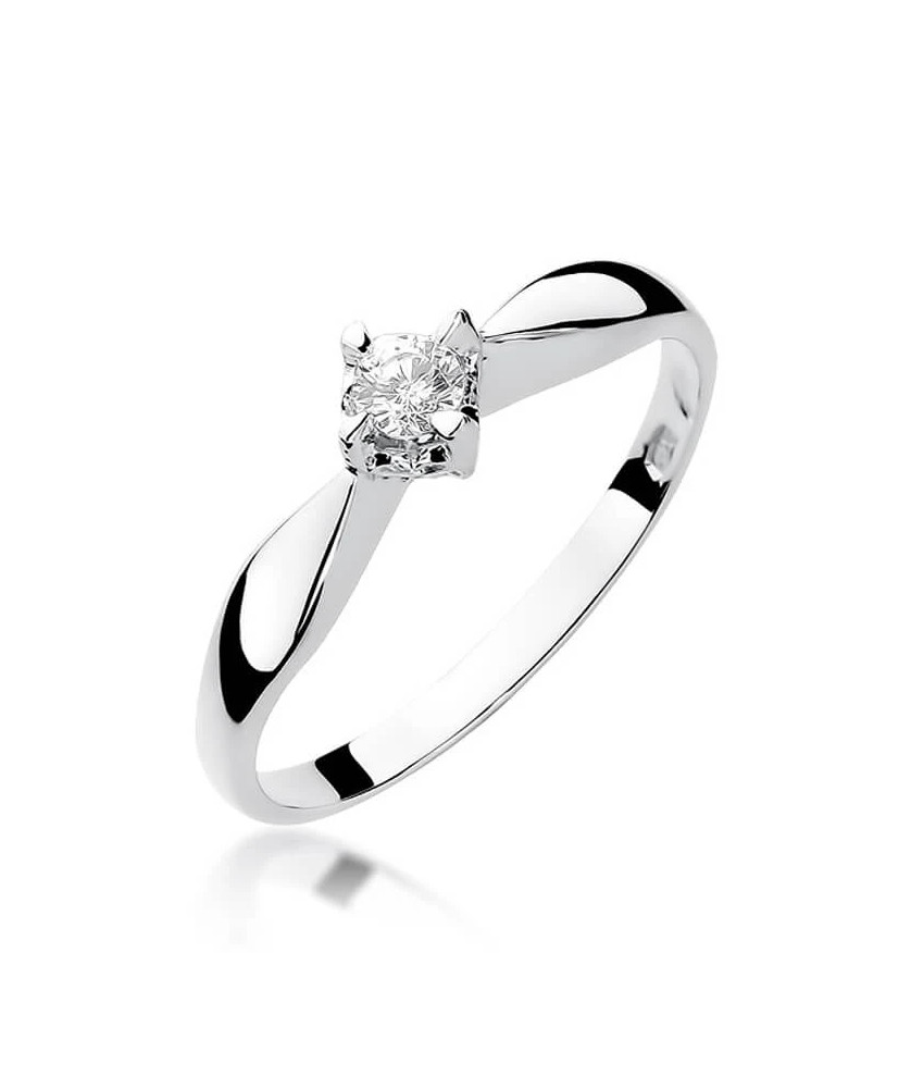 Pierścionek zaręczynowy z diamentem białe złoto 0,12ct