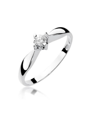 Pierścionek zaręczynowy z diamentem białe złoto 0,12ct