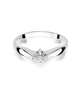 Pierścionek zaręczynowy z diamentem białe złoto 0,12ct