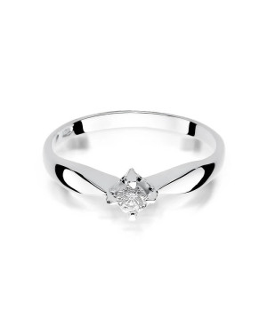 Pierścionek zaręczynowy z diamentem białe złoto 0,12ct