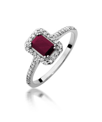 Rubin pierścionek białe złoto 0,80ct