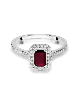 Rubin pierścionek białe złoto 0,80ct