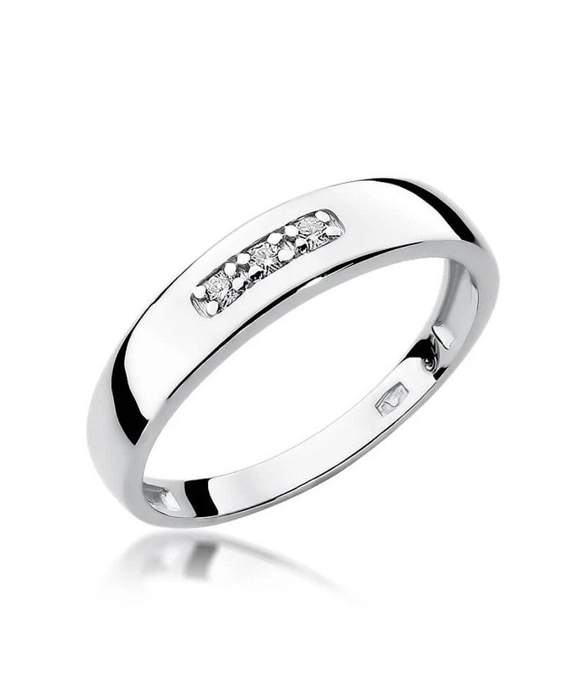Pierścionek obrączka z diamentami białe złoto 0,05ct