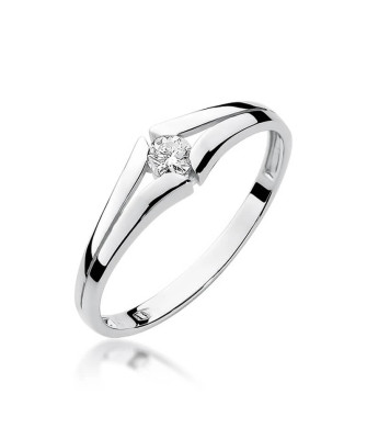 Złoty pierścionek z diamentem Białe złoto EW-207 0,10ct