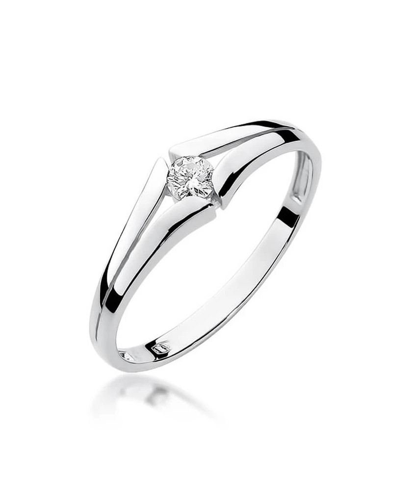 Złoty pierścionek z diamentem Białe złoto EW-207 0,10ct