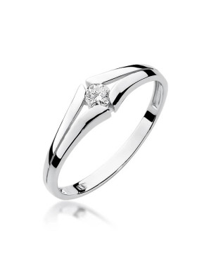 Złoty pierścionek z diamentem Białe złoto EW-207 0,10ct