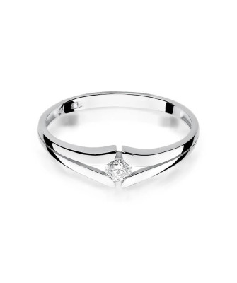 Złoty pierścionek z diamentem Białe złoto EW-207 0,10ct