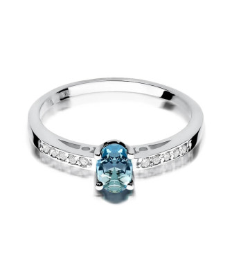 Ring with topaz and diamonds white gold
