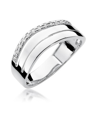 Złoty pierścionek z diamentem Białe złoto EW-214 0,09ct