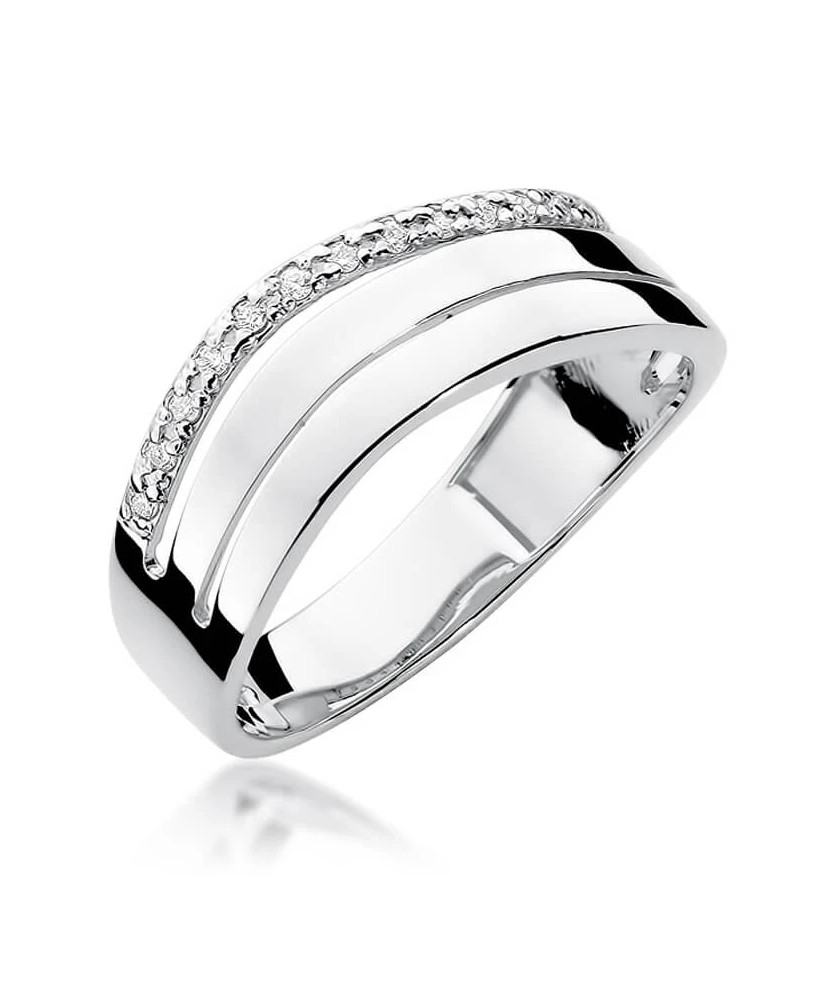 Złoty pierścionek z diamentem Białe złoto EW-214 0,09ct