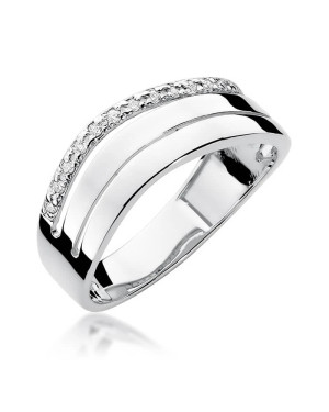 Złoty pierścionek z diamentem Białe złoto EW-214 0,09ct