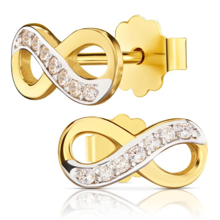Gold infinity earrings with zircons K3.2354 | GoldJewellery