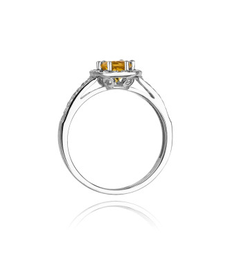 Cytryn pierścionek białe złoto 0,50ct