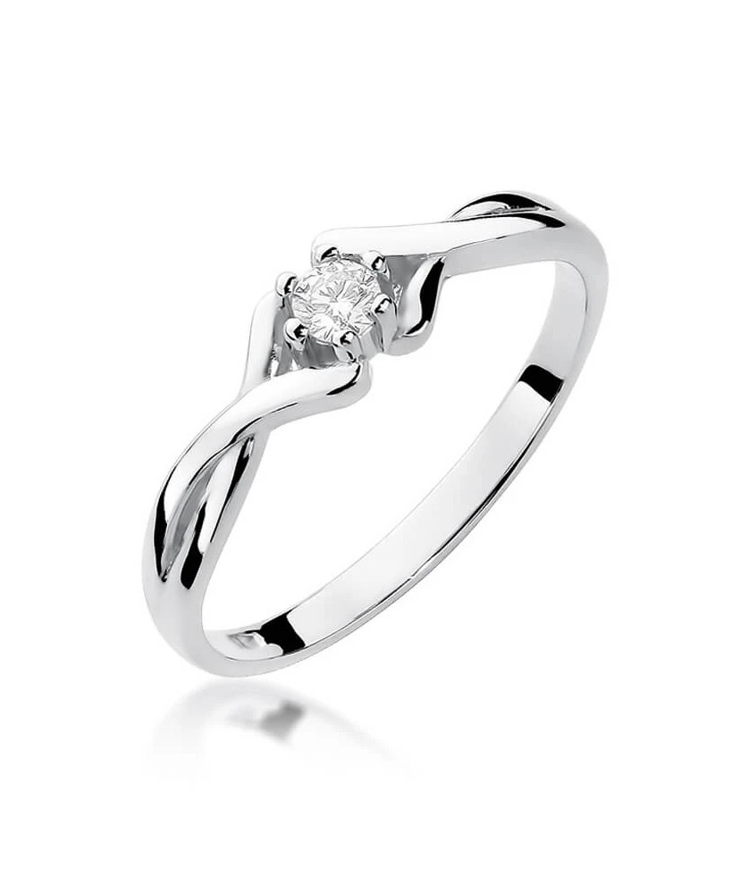 Złoty pierścionek z diamentem Białe złoto EW-190B 0,08ct