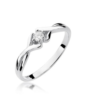 Złoty pierścionek z diamentem Białe złoto EW-190B 0,08ct