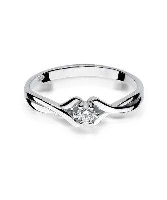 Złoty pierścionek z diamentem Białe złoto EW-190B 0,08ct
