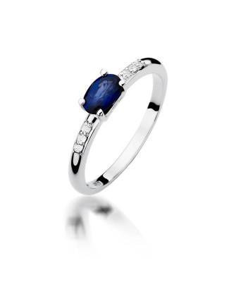 Golden ring with diamond White gold EW-77 sapphire