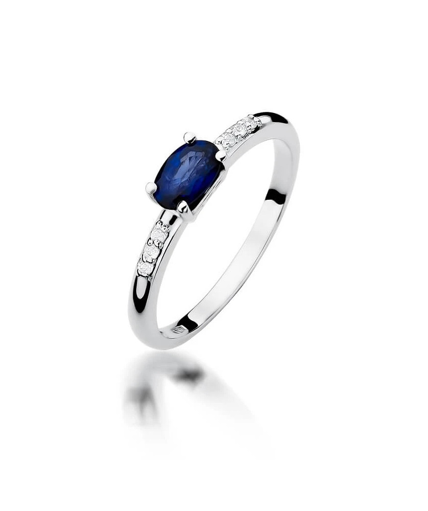 Golden ring with diamond White gold EW-77 sapphire
