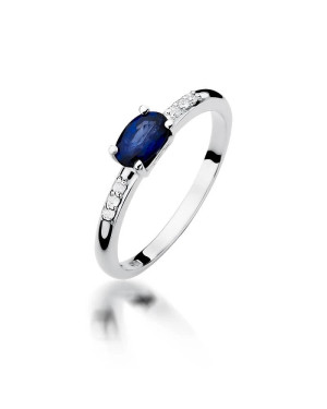 Golden ring with diamond White gold EW-77 sapphire