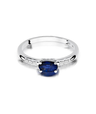 Golden ring with diamond White gold EW-77 sapphire