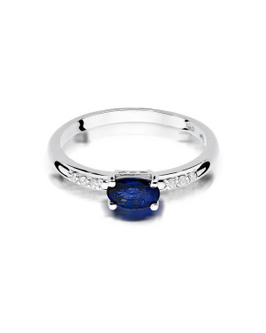 Golden ring with diamond White gold EW-77 sapphire