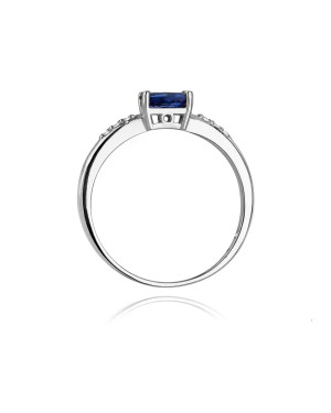 Golden ring with diamond White gold EW-77 sapphire