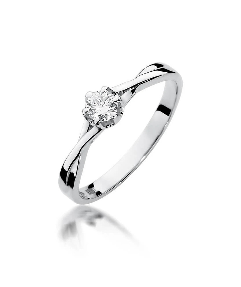 Złoty pierścionek z diamentem Białe złoto EW-340b 0,23ct