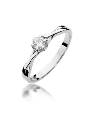 Złoty pierścionek z diamentem Białe złoto EW-340b 0,23ct