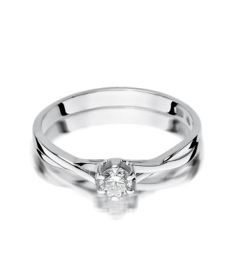 Złoty pierścionek z diamentem Białe złoto EW-340b 0,23ct