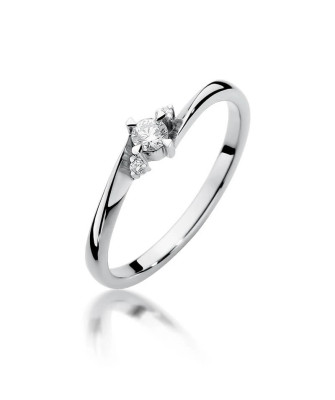 Gold engagement ring with diamond white gold 0.12ct