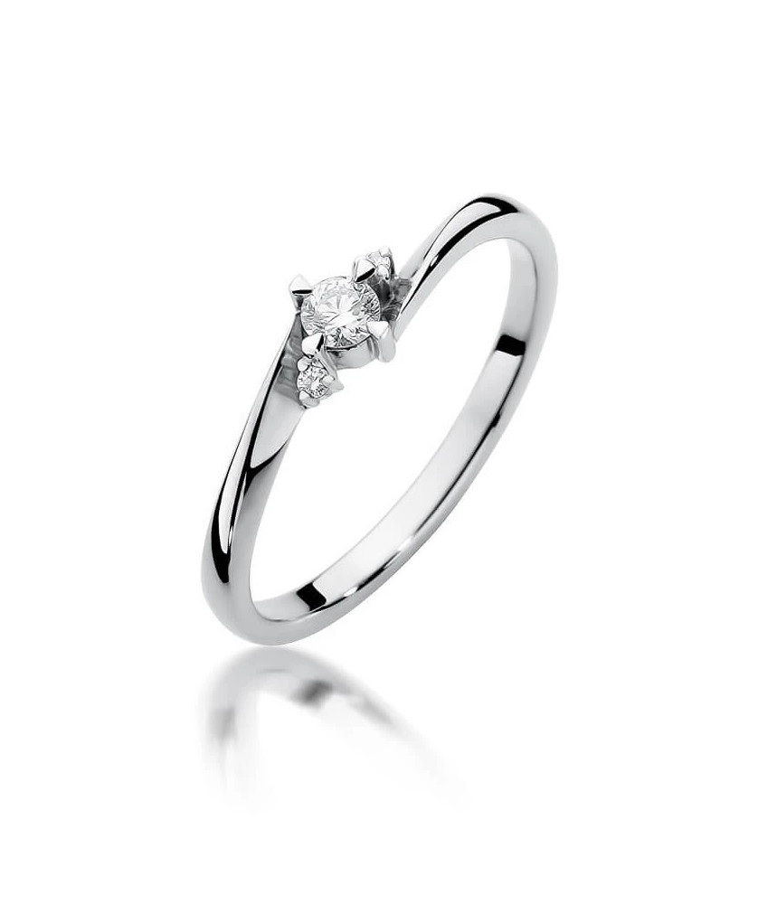 Gold engagement ring with diamond white gold 0.12ct
