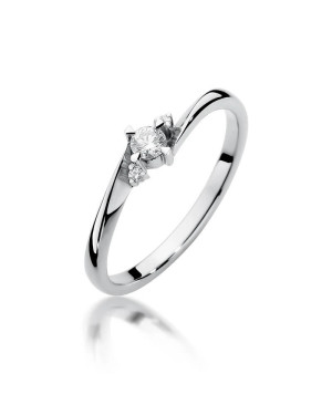 Gold engagement ring with diamond white gold 0.12ct
