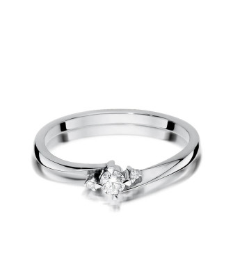 Złoty pierścionek zaręczynowy z brylantem białe złoto 0,12ct