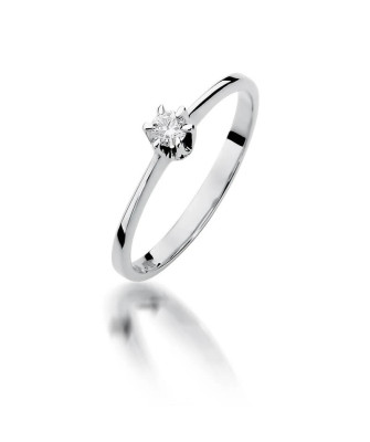 Złoty pierścionek z diamentem Białe złoto EW-220 0,10ct