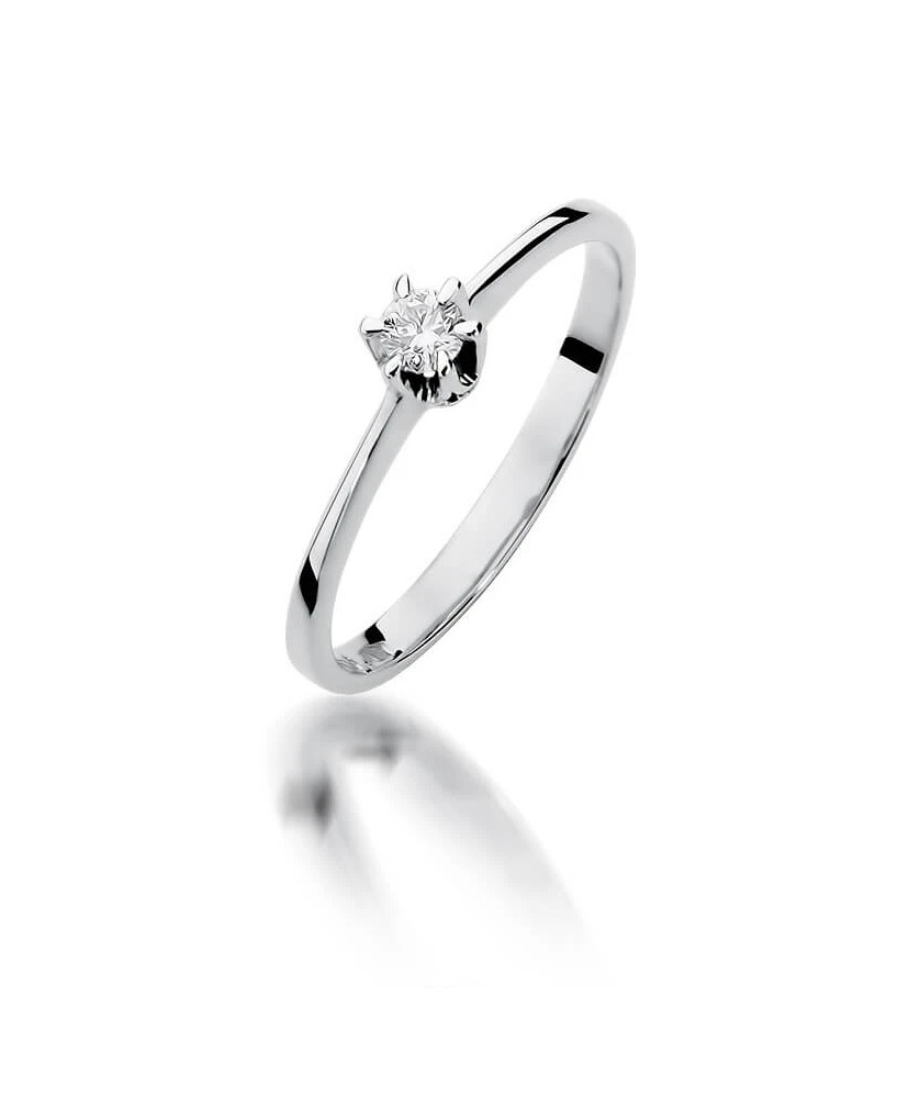 Złoty pierścionek z diamentem Białe złoto EW-220 0,10ct