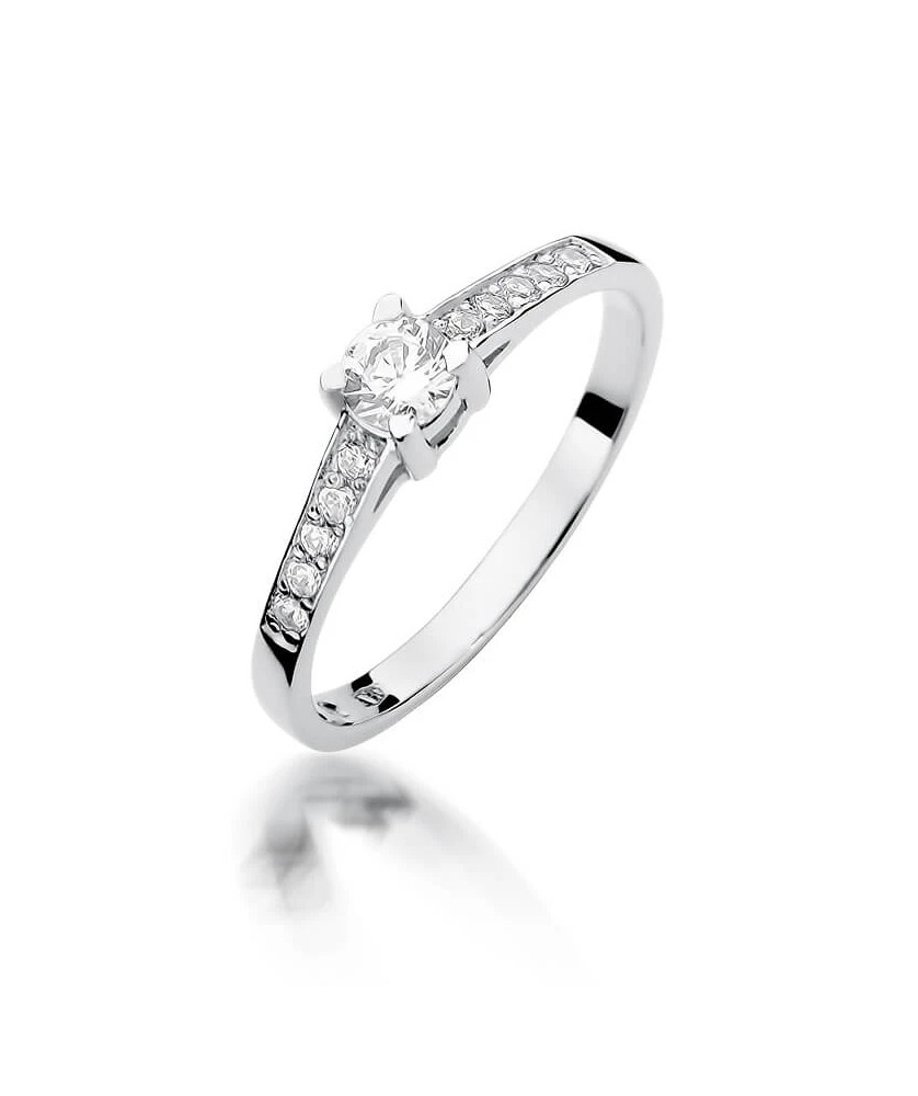Złoty pierścionek z diamentem Białe złoto EW-364 0,44ct