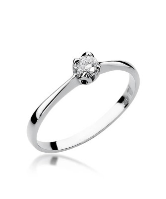 Pierścionek zaręczynowy z białego złota diament 0,10ct